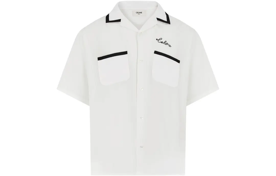 CELINE Shirts Men's White Cuban Collar Moderate Shirt