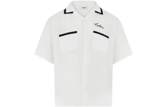 CELINE Shirts Men's White Cuban Collar Moderate Shirt