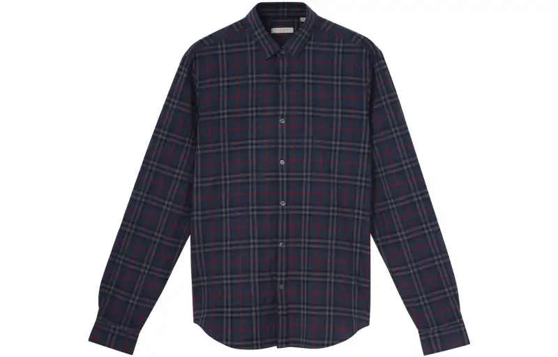 Burberry Shirts Men's Blue Gray Lapel Moderate Other
