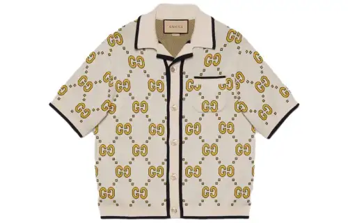 GUCCI Shirts Men's Yellow Cuban Collar Moderate Shirt