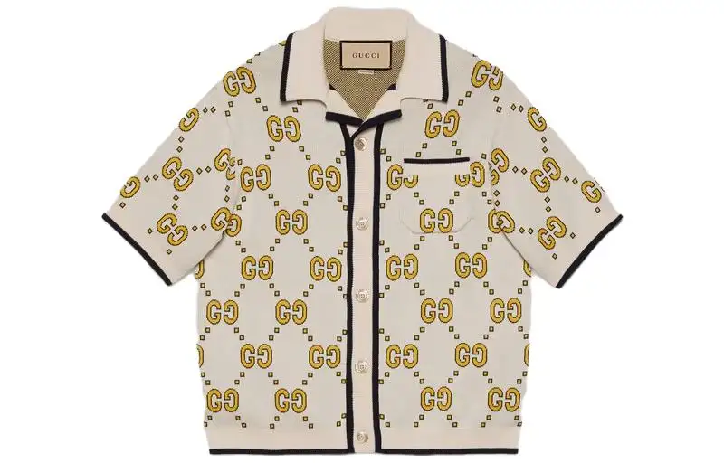 GUCCI Shirts Men's Yellow Cuban Collar Moderate Shirt