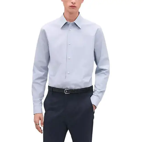 HERMES Shirts Men's Blue Lapel Moderate