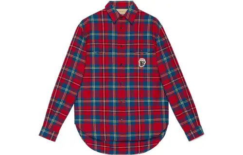 GUCCI Tartan Skunk Patch Shirt