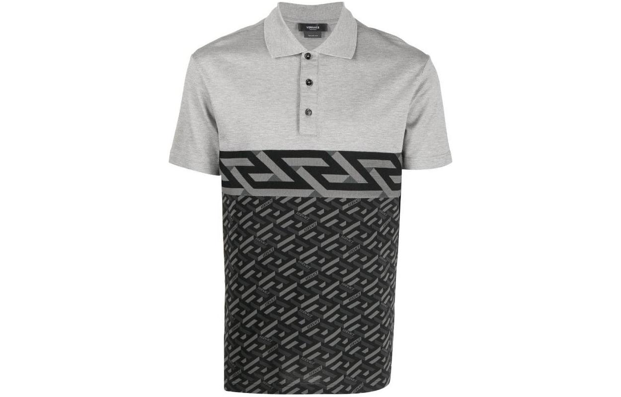 Мужская футболка Versace Polo (черно-серая)