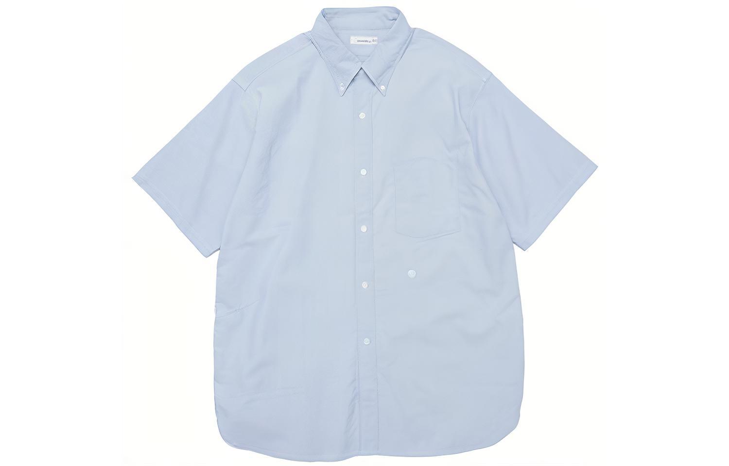 Мужская рубашка nanamica SS23 Button Down Wind Shirt (синяя) — Синий — фото 5