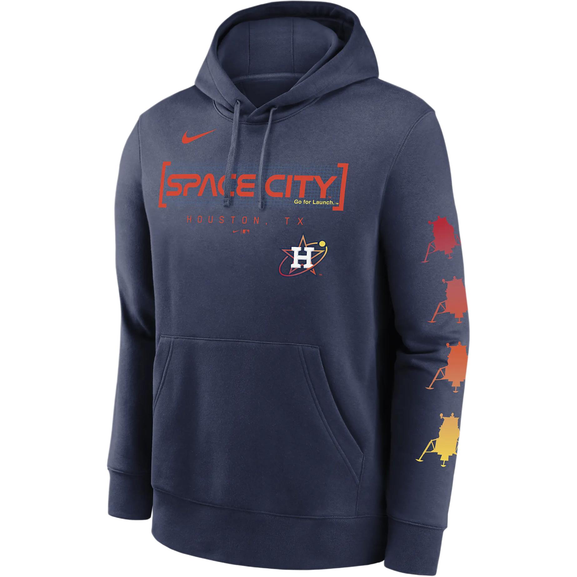 Nike X MLB joint model Houston Astros City Connect Club logo logo letter print pattern fleece lining comfortable casual pullover sweatshirt men's navy blue