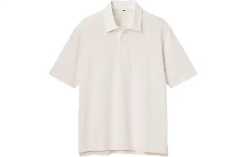 UNIQLO Polo Shirts Unisex Ivory Polo Collar Moderate Straight Fit