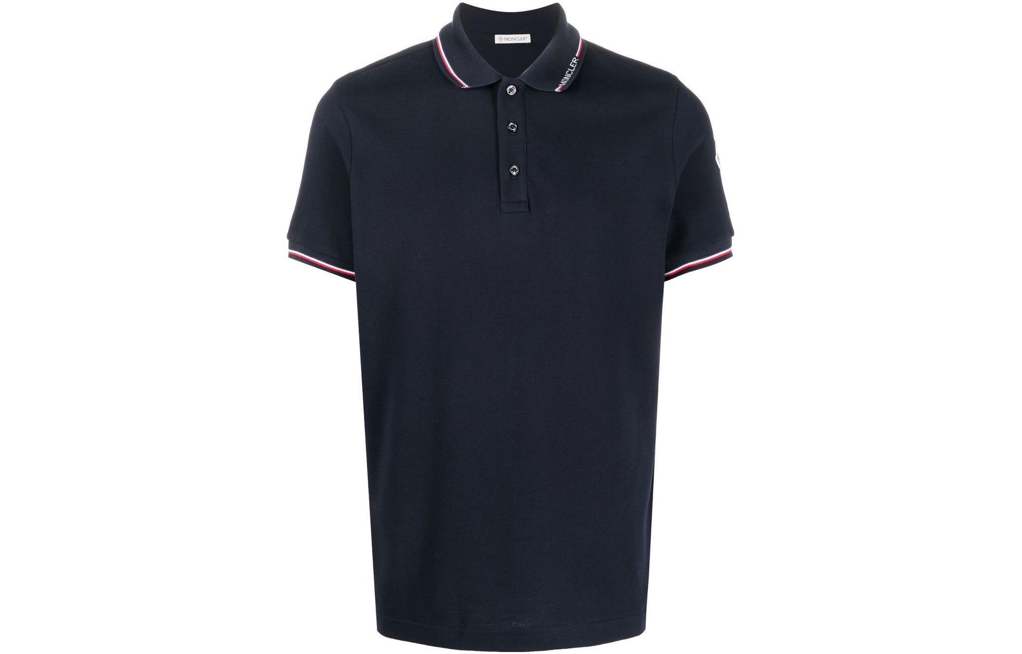 Мужское поло Moncler Stripe Logo (белое)