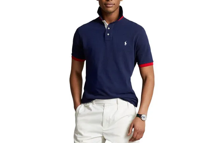 Polo Ralph Lauren SS22 Polo Shirt Custom Slim Fit Men's Marine Blue