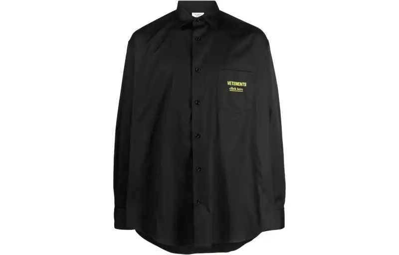 Vetements Shirts Men's Black Lapel Moderate Other