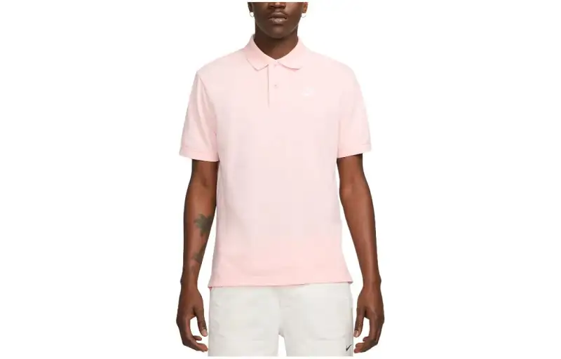 Nike Polo Shirts Men's Pink Polo Collar Moderate Straight Fit