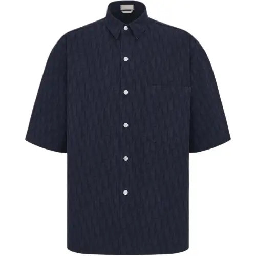 DIOR Quarterly New Products Shirts Men's Marine Blue Polo Collar Moderate Shirt