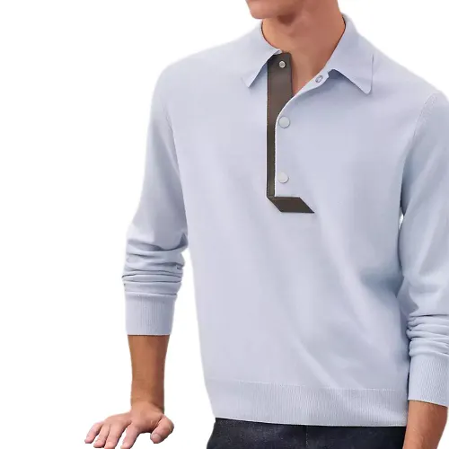 HERMES SS25 Polo Shirt Men's Blue