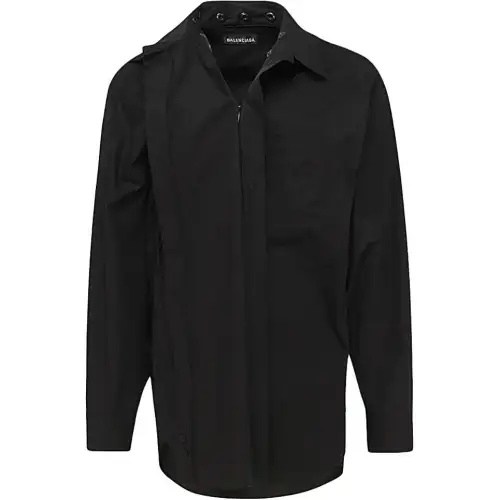 Balenciaga Shirts Men's Black Lapel Moderate