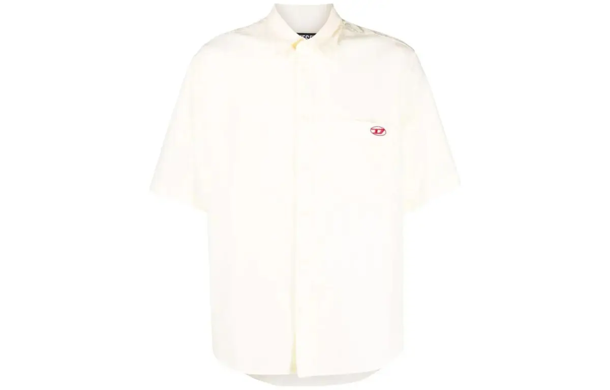 DIESEL Shirts Men's White Lapel Moderate Straight Fit