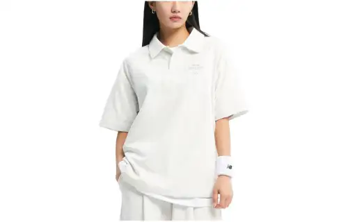 New Balance Polo Shirts Unisex Light Gray Polo Collar Moderate Straight Fit