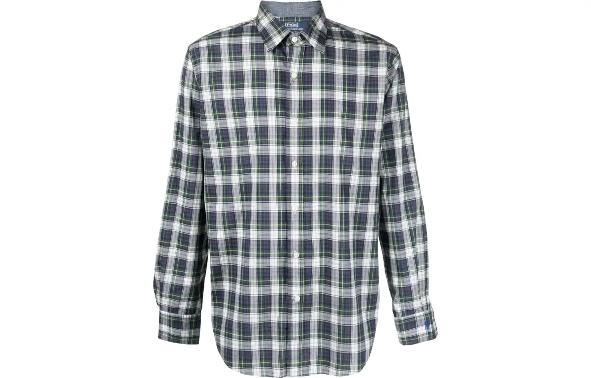 check-pattern cotton shirt