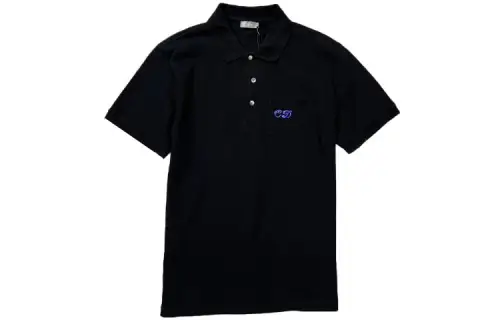 DIOR Polo Shirts Men's Black Polo Collar Moderate Straight Fit