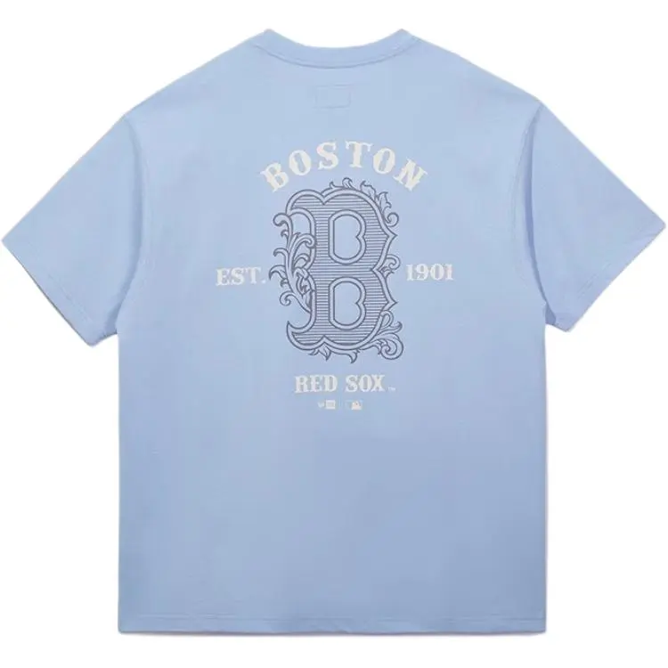 New Era X MLB T-Shirts Unisex Light Blue Crew Neck Moderate