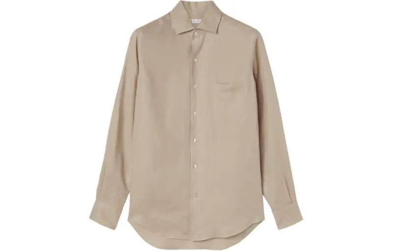 Loro Piana Shirts Men's Beige Pointed Collar Moderate Other