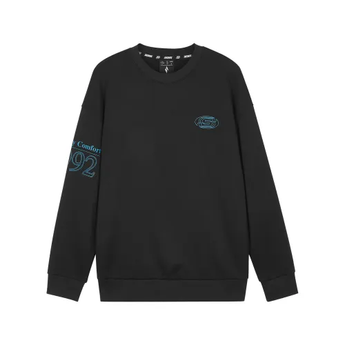 Skechers Fleece Lined Retro Sports Loose Fit Crew Neck Sweatshirt Unisex Black