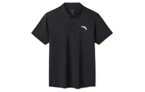 ANTA Polo Shirts Men's Black Polo Collar Moderate Straight Fit