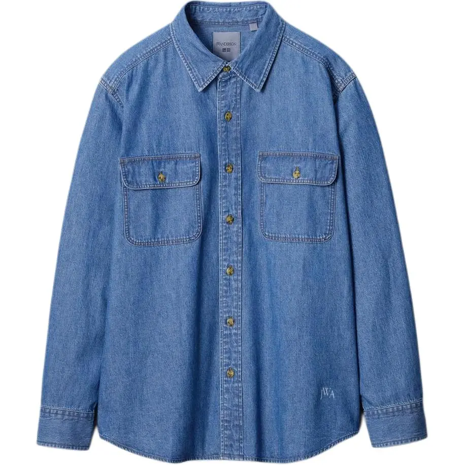 UNIQLO X JW Anderson Shirts Unisex Blue Lapel Moderate Denim