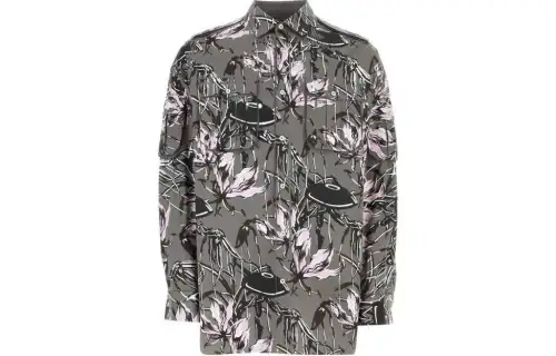 PRADA Shirts Men's Gray Pointed Collar Moderate Shirt