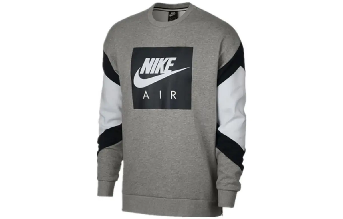 Nike Sweatshirts Men's Gray White Crew Neck Moderate Other