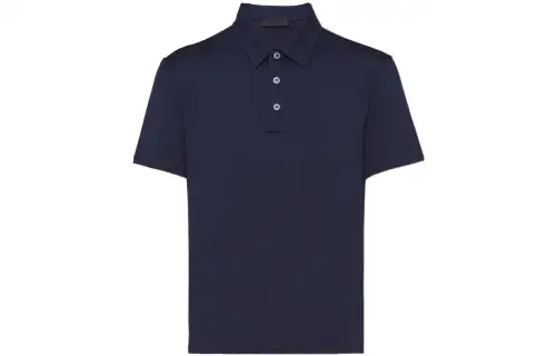 PRADA Polo Shirts Men's Blue Polo Collar Moderate Straight Fit