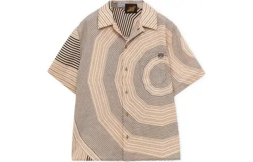 LOEWE Shirts Men's Beige Cuban Collar Moderate Other
