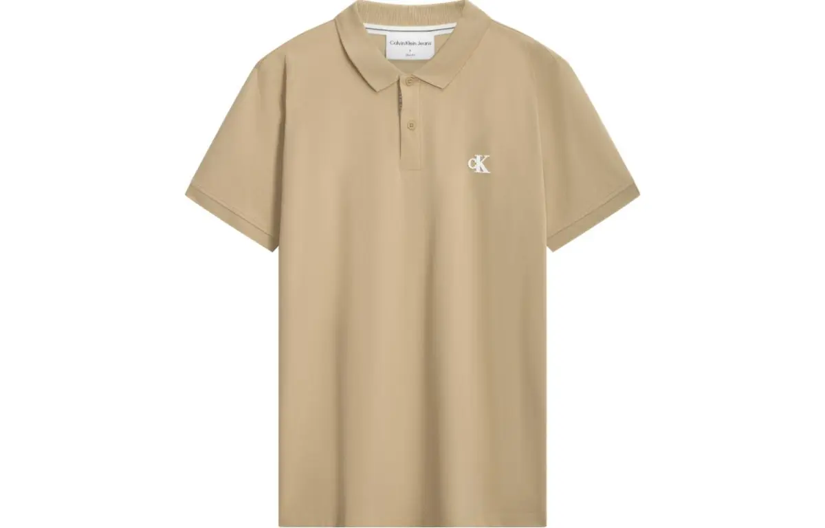 CALVIN KLEIN Polo Shirt Men's Light Gray Coffee