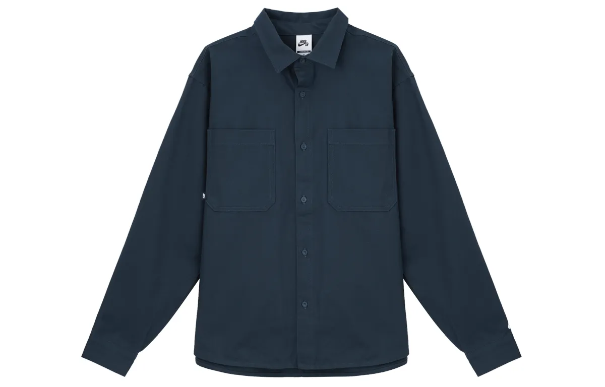 Nike SB Shirts Men's Navy Blue Lapel Moderate