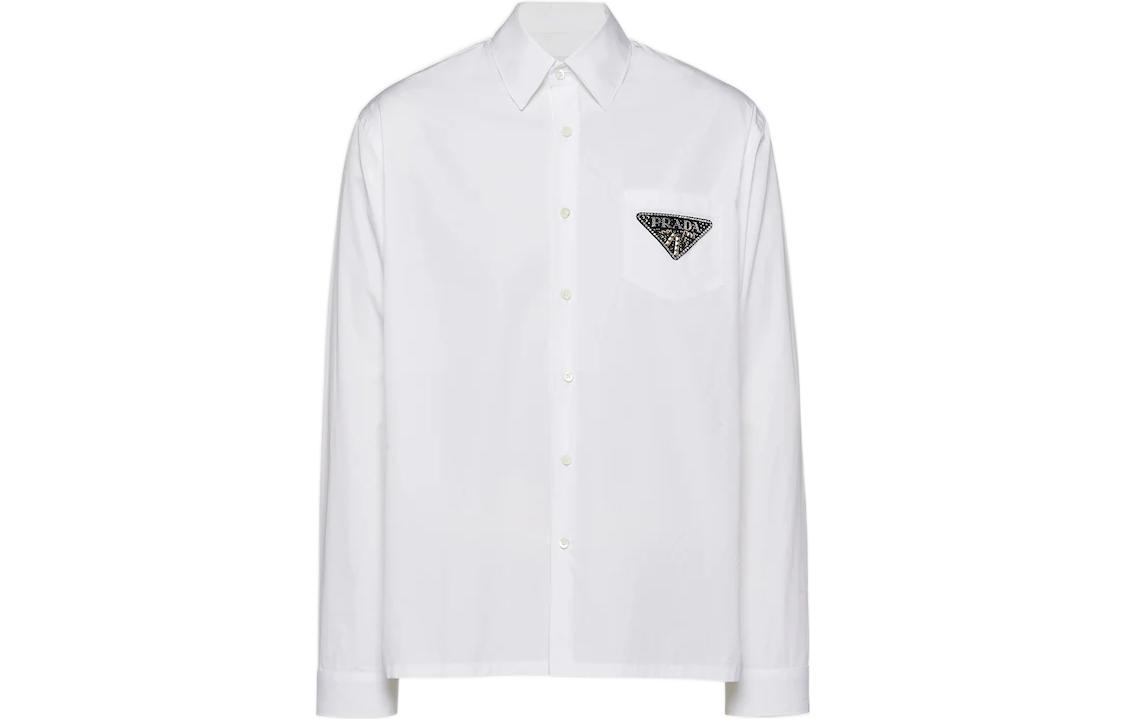 Мужская рубашка Prada SS23 Logo (белая)