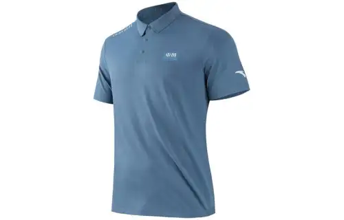 ANTA Variety Training Collection Polo Shirts Men's Expedition Blue Polo Collar Moderate Straight Fit