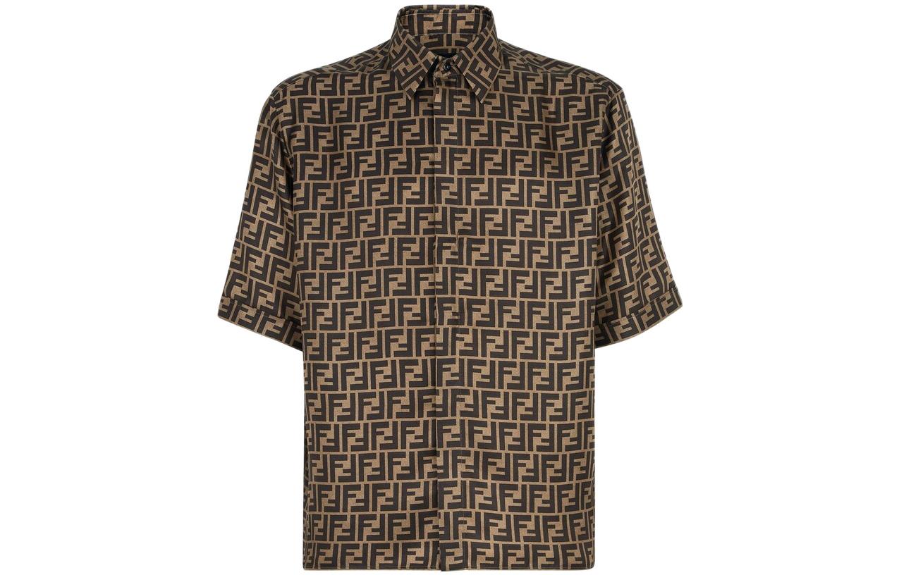 Мужская рубашка Fendi SS22 Logo (черная)
