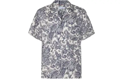 Loro Piana Shirts Men's Blue Cuban Collar Moderate Other