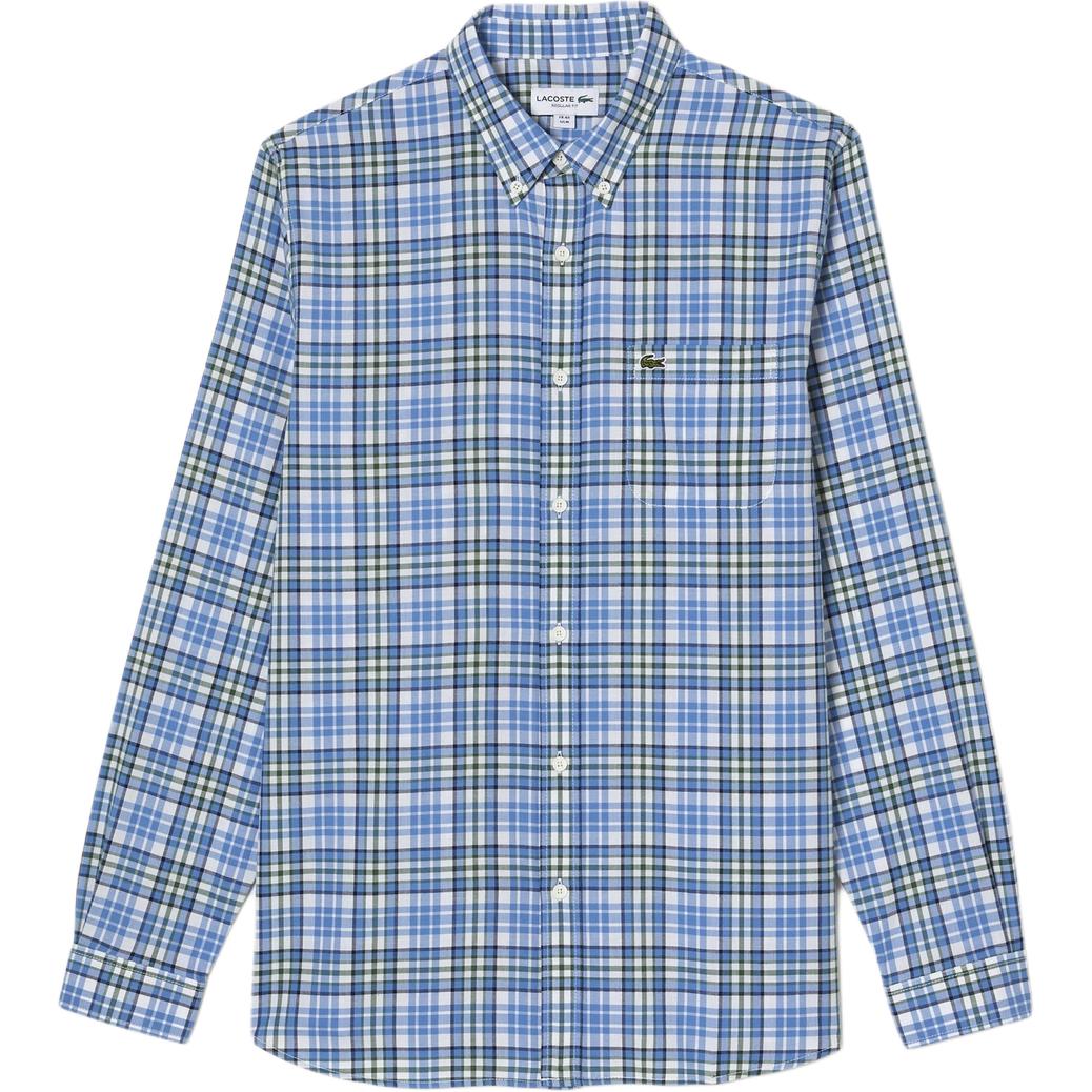 Мужская рубашка LACOSTE (бело-синяя)
