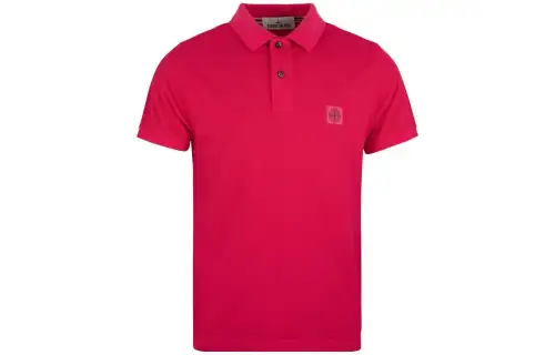 STONE ISLAND Polo Shirts Men's Red Polo Collar Moderate Straight Fit