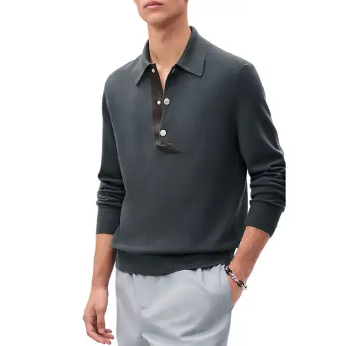 HERMES Polo Shirt Men's Gray Black