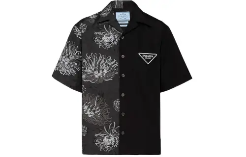 PRADA Shirts Men's Black Lapel Moderate Other