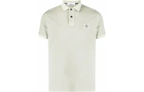 STONE ISLAND Polo Shirts Men's Green Polo Collar Moderate Straight Fit