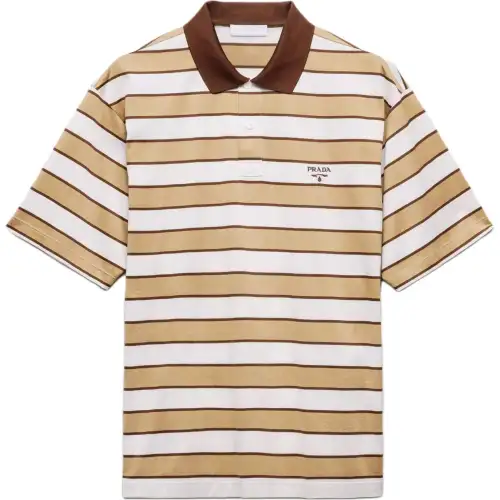 PRADA Short Sleeved Striped Polo Shirt