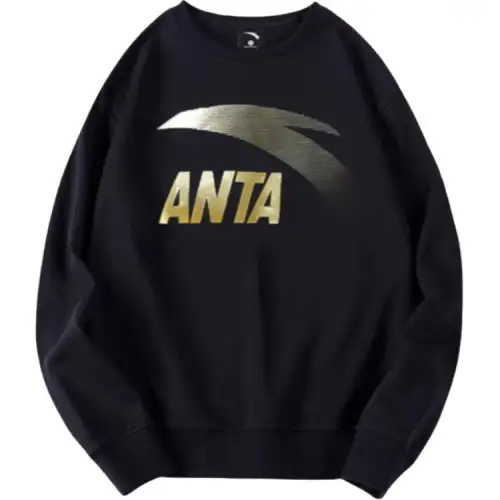 ANTA Life Collection Sweatshirts Men's Black/Gold Crew Neck Moderate Regular