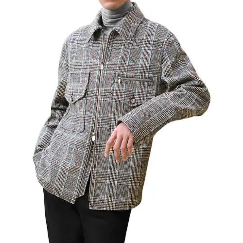 HERMES Shirts Men's Oil Blue Lapel Moderate Other