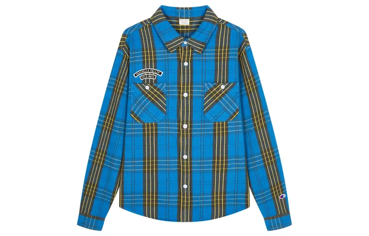 Champion Plaid Long Sleeved Shirt Japan Version Unisex