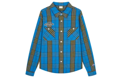 Champion Plaid Long Sleeved Shirt Japan Version Unisex