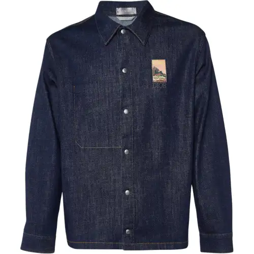 DIOR Shirts Men's Blue Lapel Moderate Other