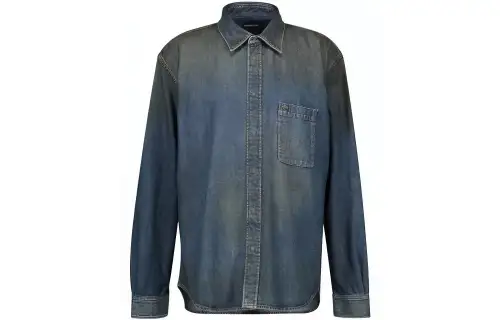 Balenciaga Shirts Men's Blue Lapel Moderate Other