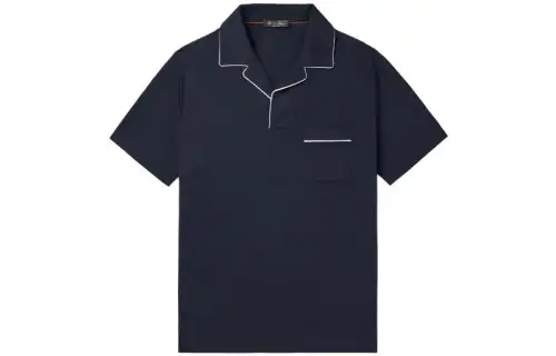Loro Piana Polo Shirts Men's Marine Blue Polo Collar Moderate Other